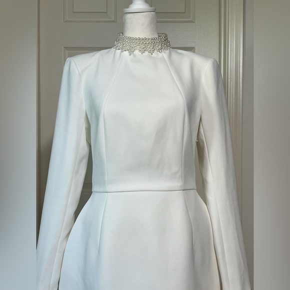 NADINE MERABI White Long Sleeve Dress Sz 6 - Picture 10 of 14